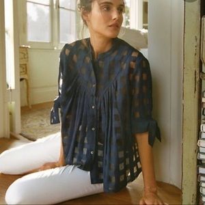 Anthropologie Current Air Windowpane Buttondown